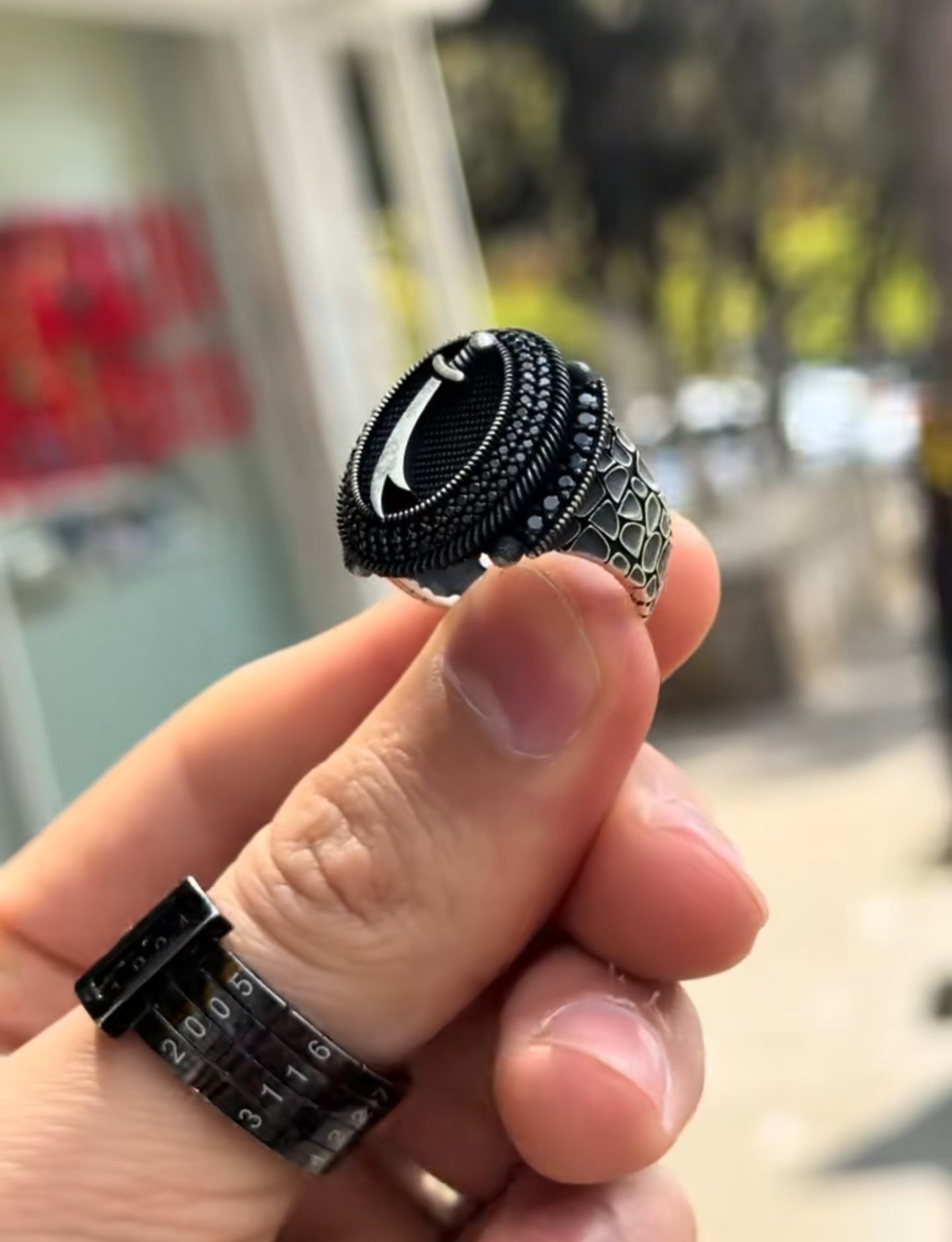 Men’s Black Stone with Zulfiqar Ring