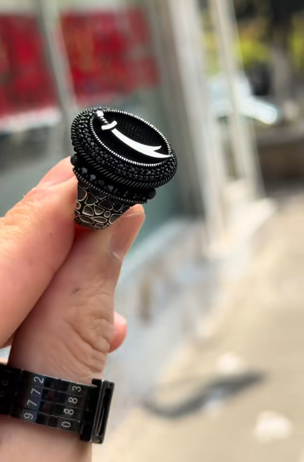 Men’s Black Stone with Zulfiqar Ring