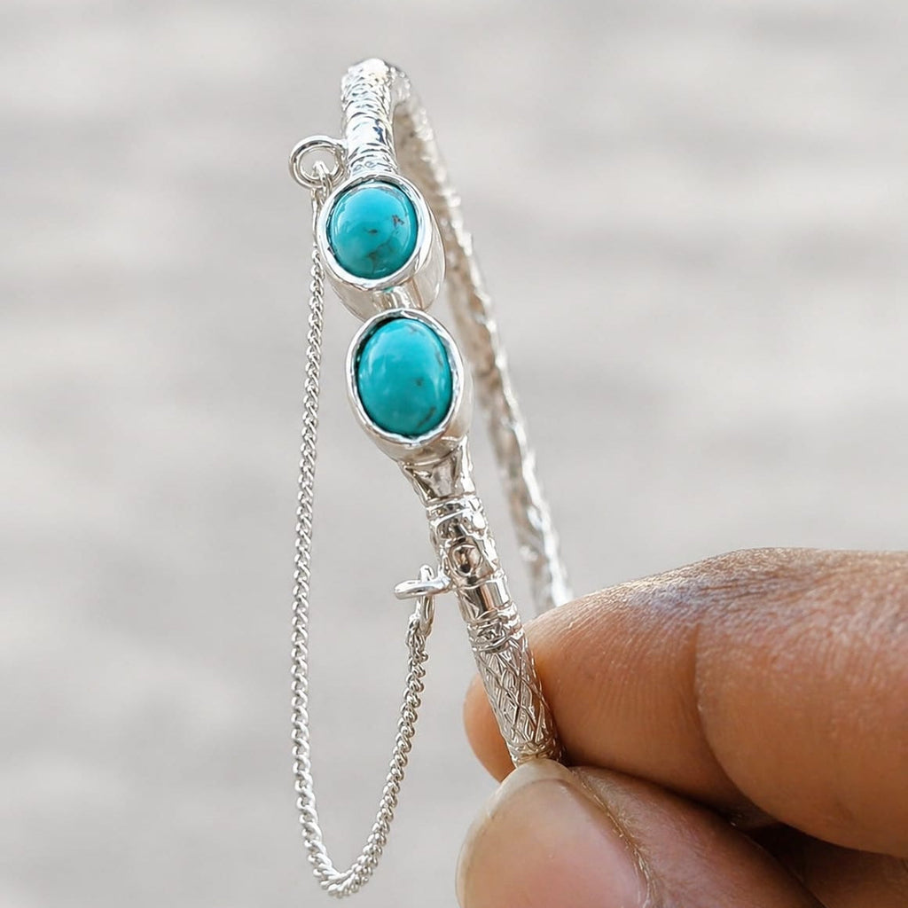 Elegant Silver Cuff Bracelet with Onyx Stones for Women